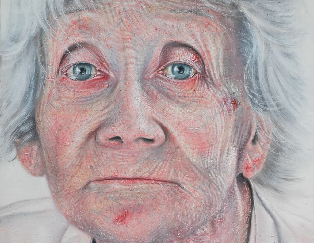 Jeanne, Bruno Dufour Coppolani, acrylique et sable sur toile, 213 x 174 cm, 2009.