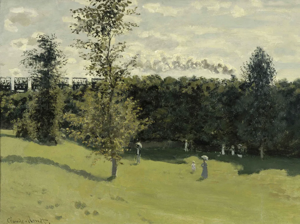 Le chemin de fer est sans aucun doute la grande révolution du XIXe siècle. Claude MONET, Train dans la campagne, vers 1870, huile sur toile, 50 x 65,3 cm, Paris, Musée d’Orsay, œuvre récupérée à la fin de la Seconde Guerre mondiale et confiée à la garde des musées nationaux en 1950. (© RMN-Grand Palais (musée d’Orsay) /Hervé Lewandowski)