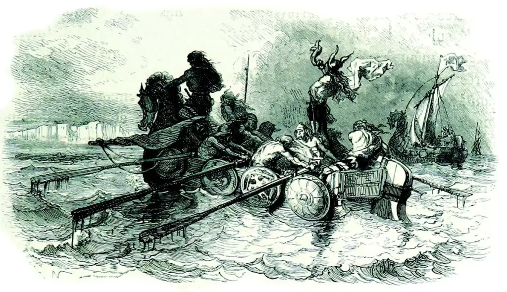 Évocation romantique d'une flotte viking approchant des côtes de l'Empire carolingien. (© British Library/Flickr The Commons)