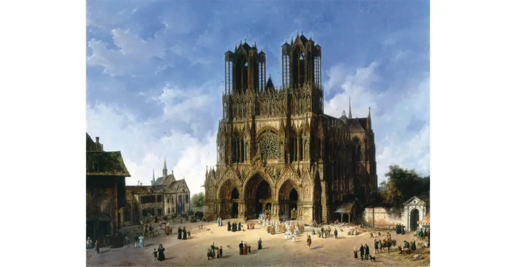 Domenico Quaglio, La cathédrale de Reims, 1833 Huile sur toile, Museum der Bildenden Künste, Leipzig, Allemagne.