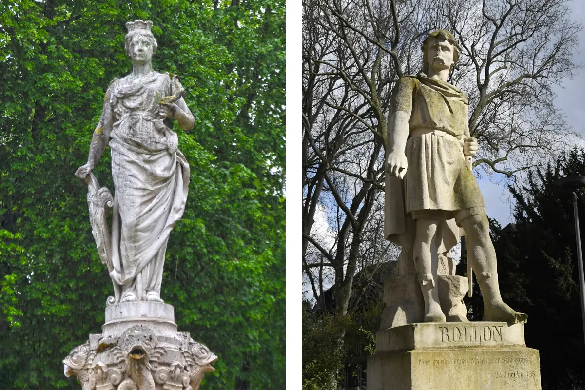 Poppa de Bayeux à gauche et Rollon à droite.