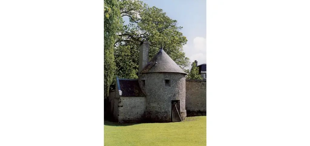 Photo de la tour de défense médiévale du château de Damigny vue depuis le nord.