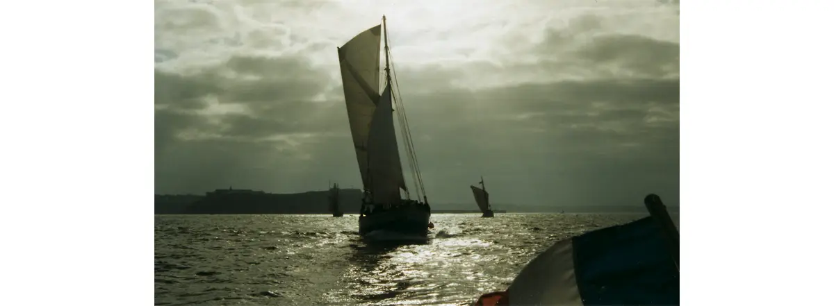 Photo de l’escadre qui navigue de conserve au large de Granville et qui s'en éloigne.