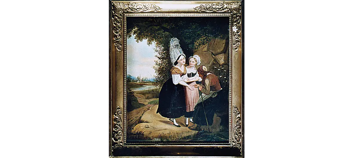 Photo d'un rare tableau de Gueudeville présentant des costumes cauchois.