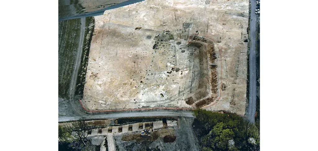 Photo aérienne du site archéologique du Bois de Parville