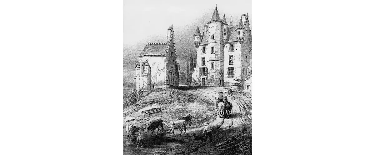 Lithographie du manoir de Courboyer.