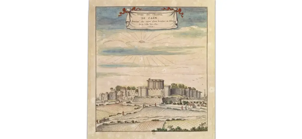 Exceptionnelle vue du donjon du château de Caen détruit au XIXe siècle.