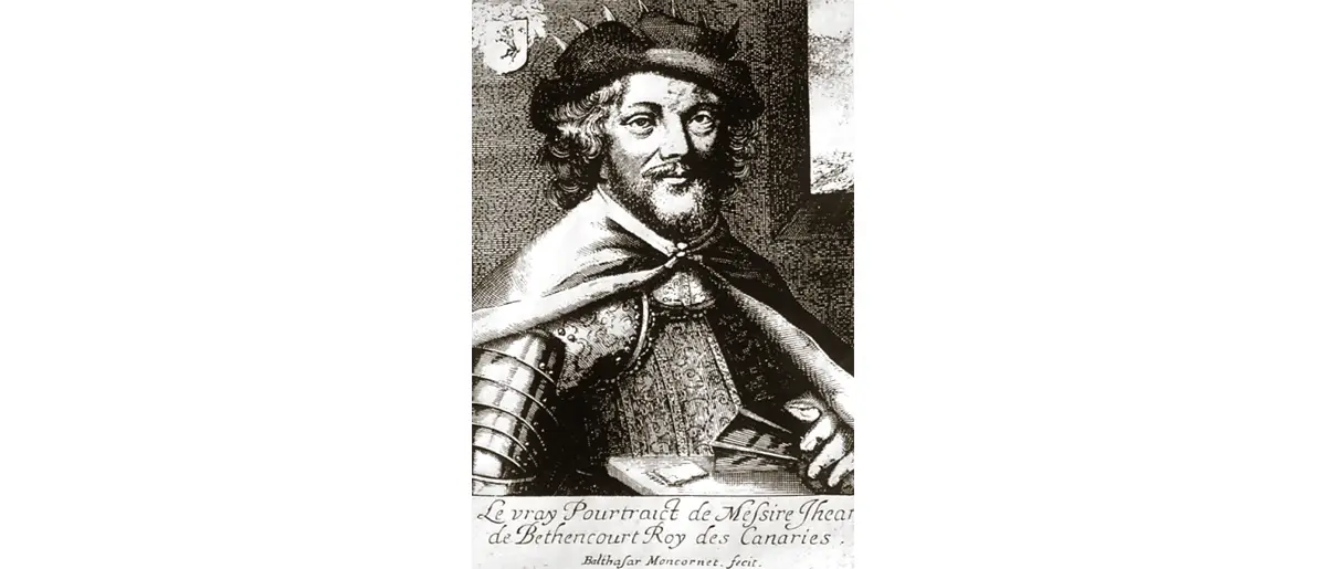 Portrait de Jean de Béthencourt figurant dans l’édition imprimée du « Canarien » en 1630.
