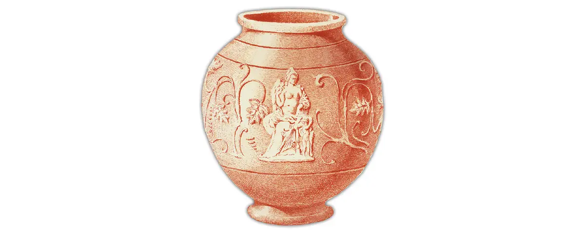 Vase romain trouvé en 1870 dans une sépul­­­ture de la rue des Gobelins au Havre.